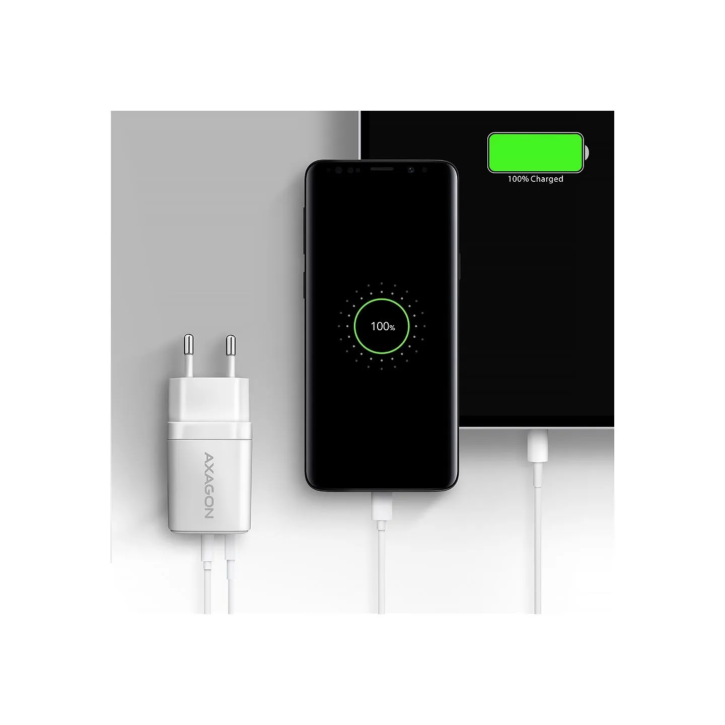 Axagon ACU-PQ20W wall charger QC3.0/AFC/FCP + PD type-C, 20W, white