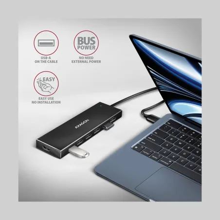 Axagon Seven-port USB 3.2 Gen 1 hub with charging support. Connector for external power supply. USB-A cable 1 m.