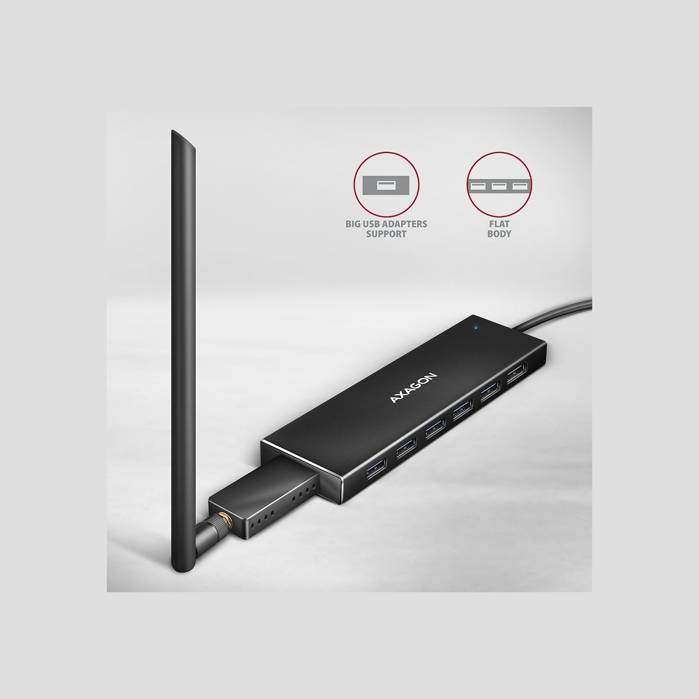 Axagon HUE-F7A, HUB 7- port USB 3.2 Gen 1 ALU