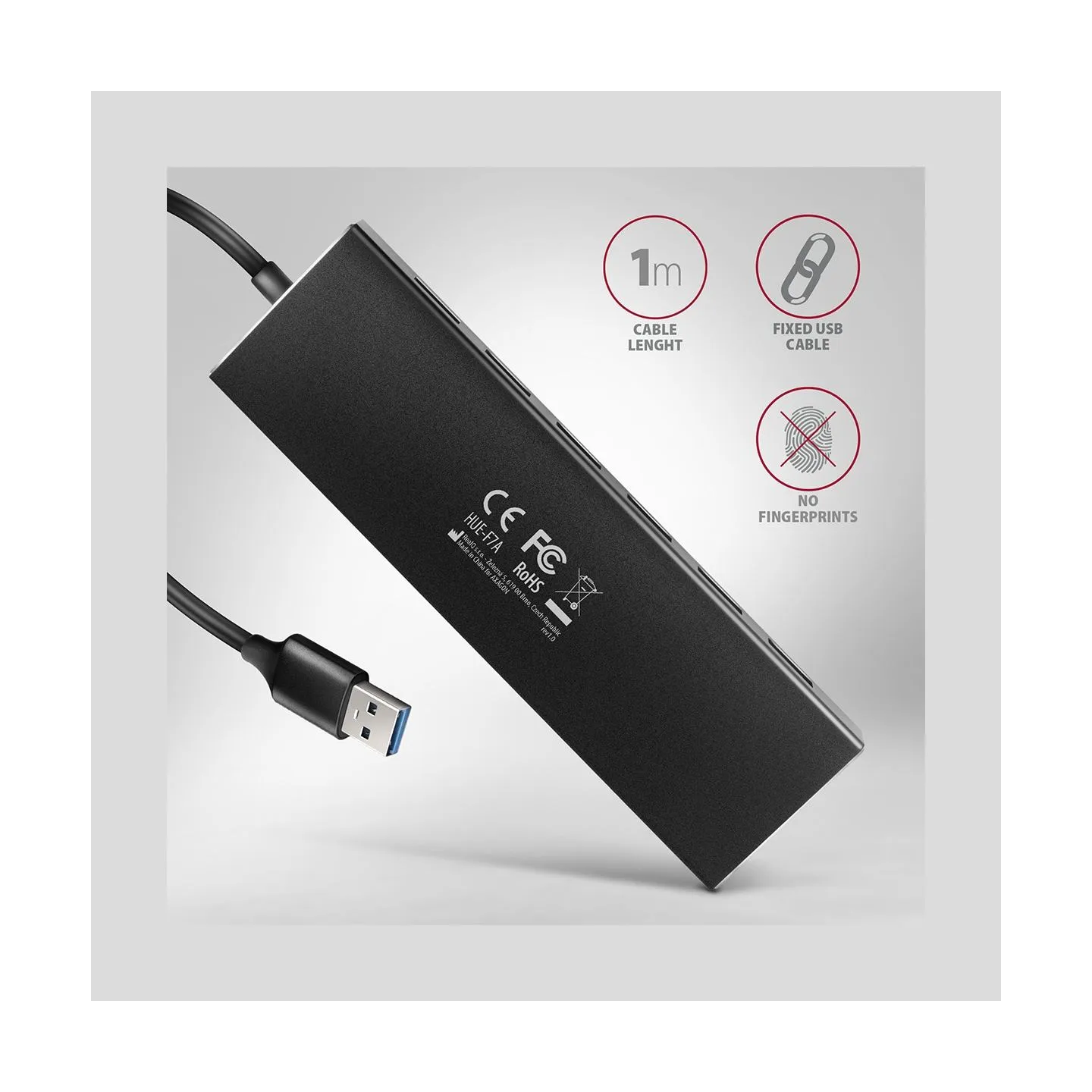 Axagon HUE-F7A, HUB 7- port USB 3.2 Gen 1 ALU