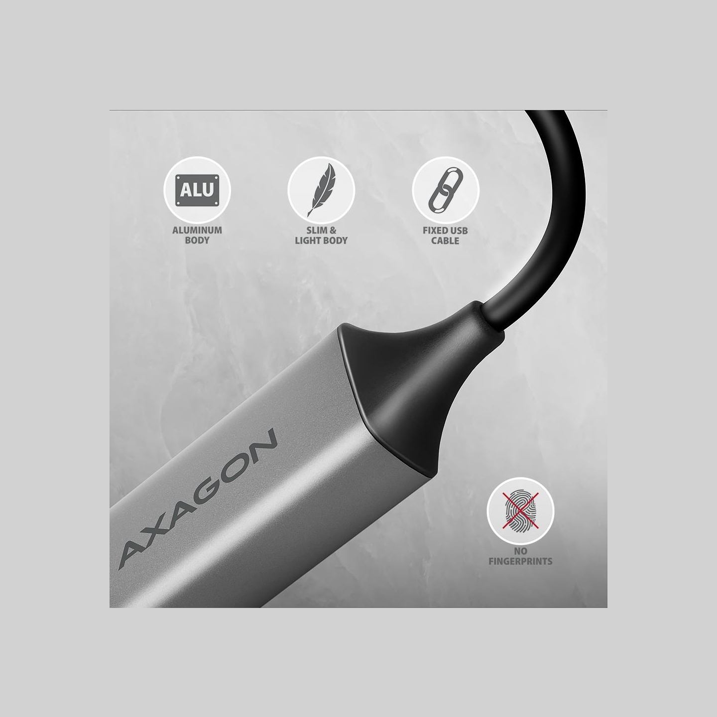 Axagon ADE-TXCA USB-C USB3.2 Gen 1 + USB-A reduction- Gigabit Ethernet 10/100/1000 Adapter, metal, titan grey
