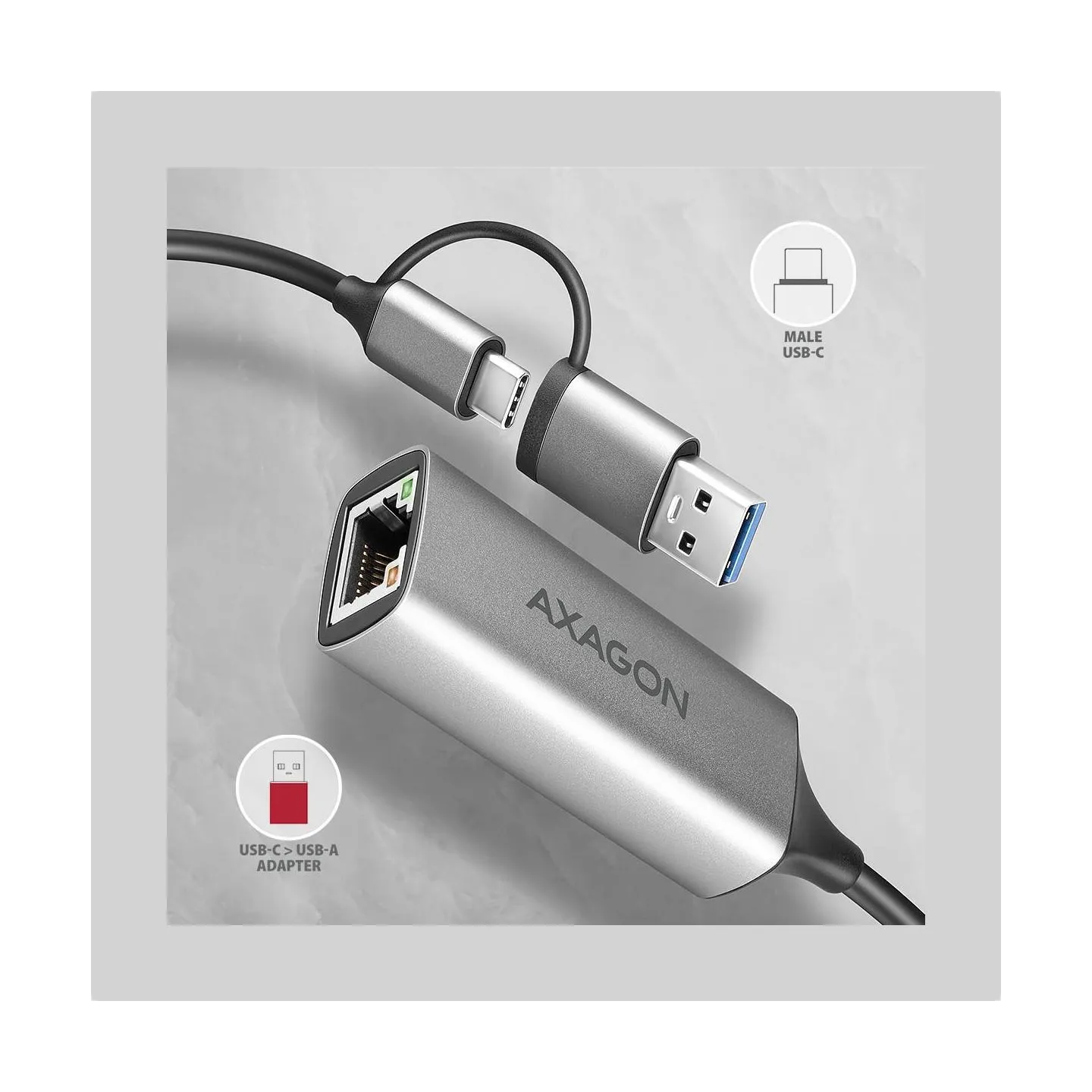 Axagon ADE-TXCA USB-A/C 3.2 Ge n 1 LAN adapter 1Gbit