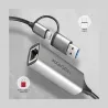 Axagon ADE-TXCA USB-C USB3.2 Gen 1 + USB-A reduction- Gigabit Ethernet 10/100/1000 Adapter, metal, titan grey