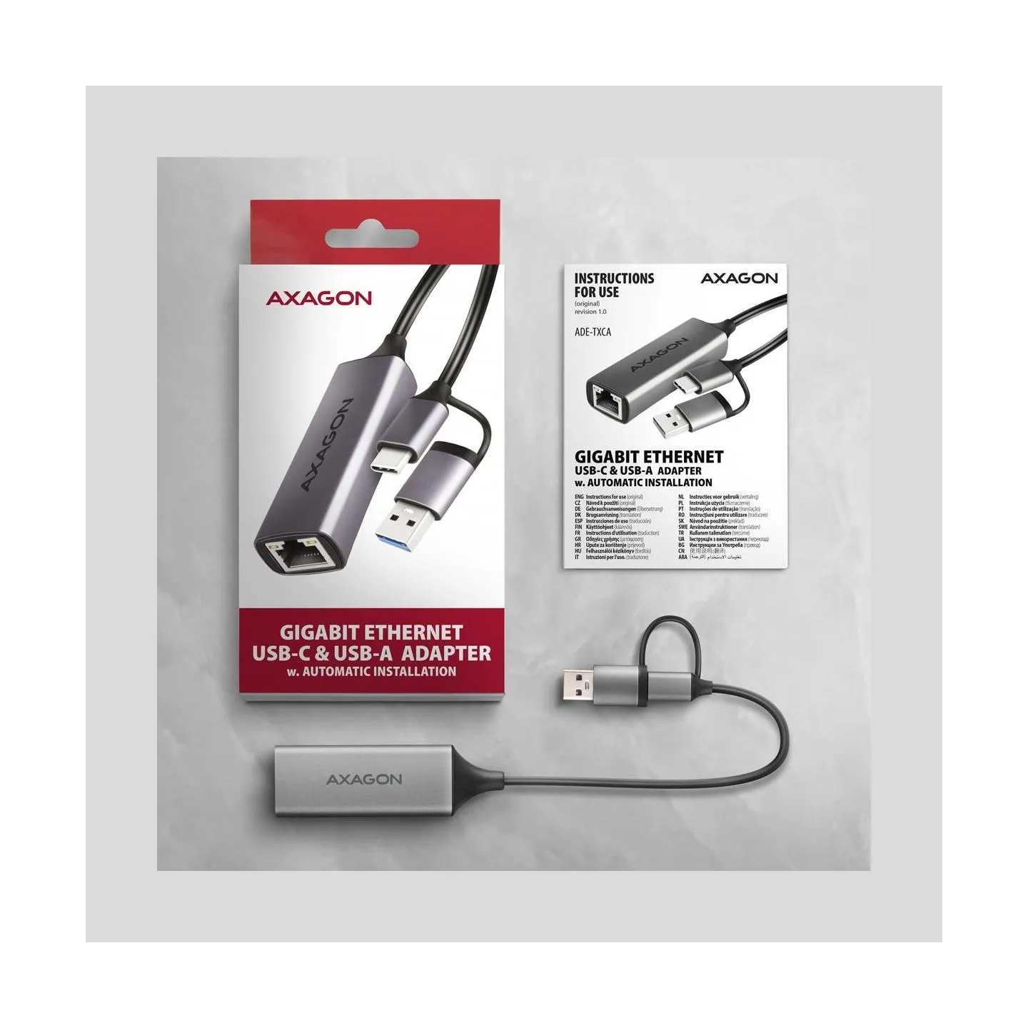 Axagon ADE-TXCA USB-A/C 3.2 Ge n 1 LAN adapter 1Gbit