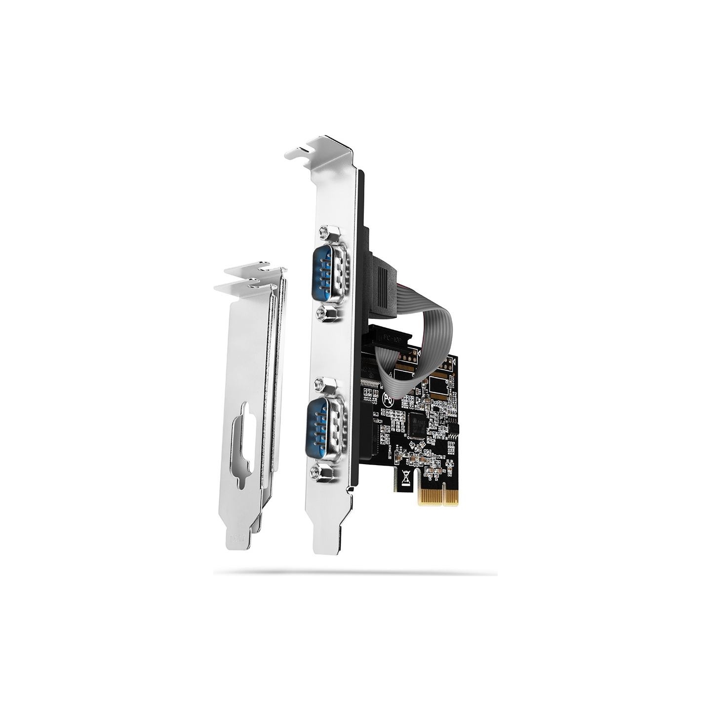 Axagon PCI-Express card with two 250 kbps serial ports. ASIX AX99100. Standard & Low Profile.