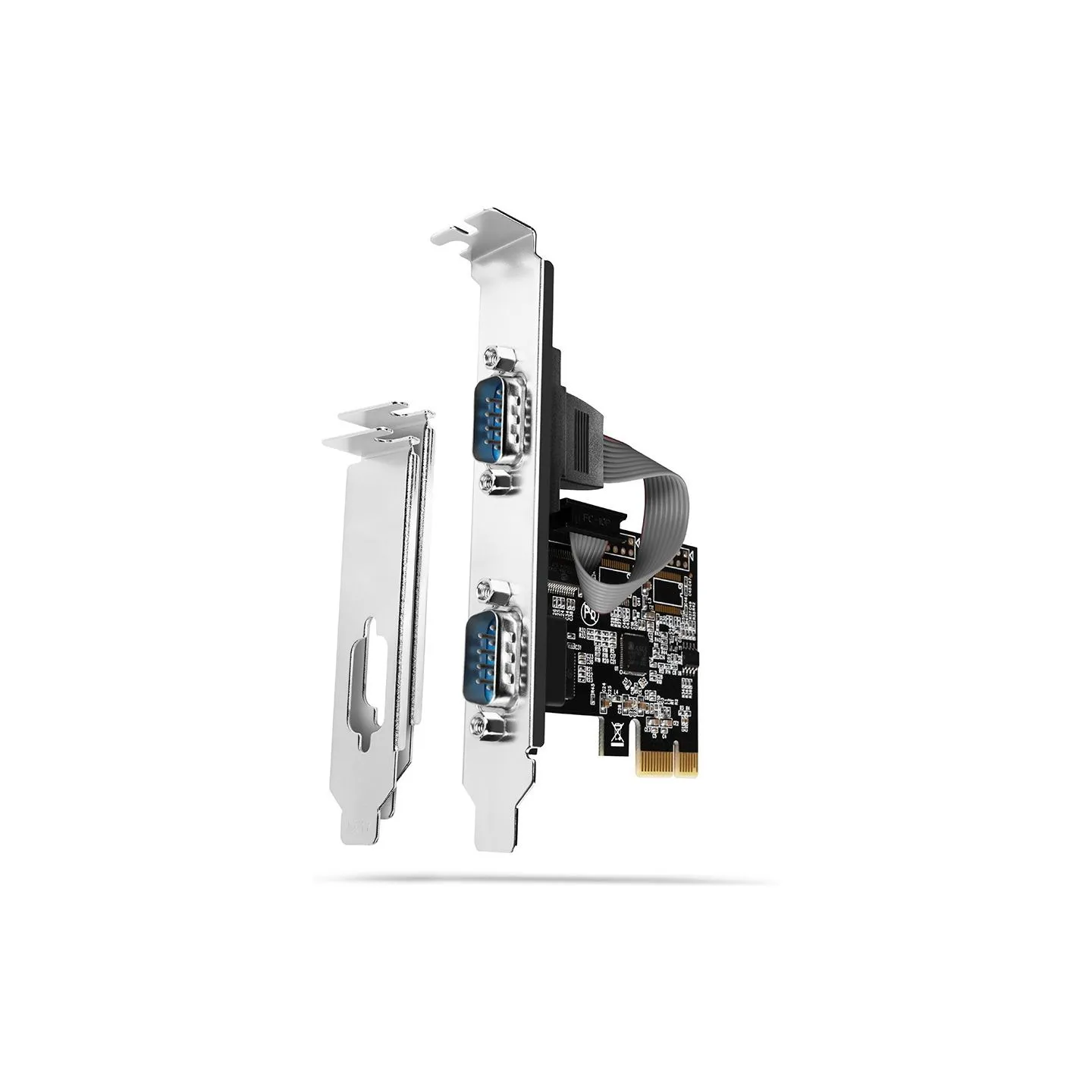 Axagon PCI-Express card with two 250 kbps serial ports. ASIX AX99100. Standard & Low Profile.