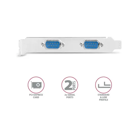 Axagon PCI-Express card with two 250 kbps serial ports. ASIX AX99100. Standard & Low Profile.