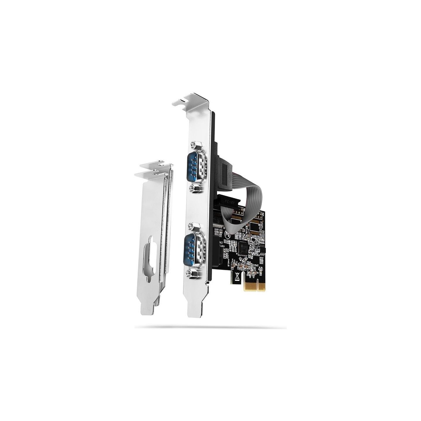 Axagon PCI-Express card with two 250 kbps serial ports. ASIX AX99100. Standard & Low Profile.