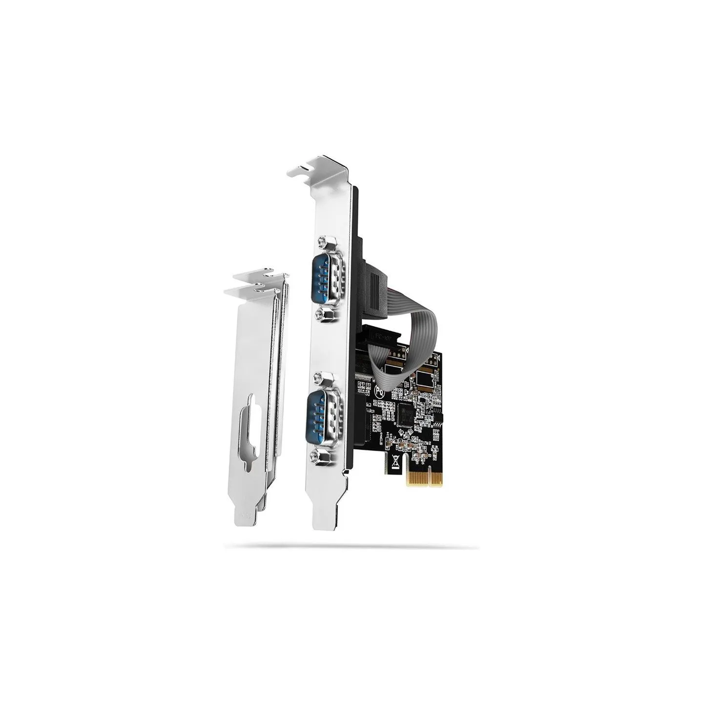 Axagon PCI-Express card with two 250 kbps serial ports. ASIX AX99100. Standard & Low Profile.