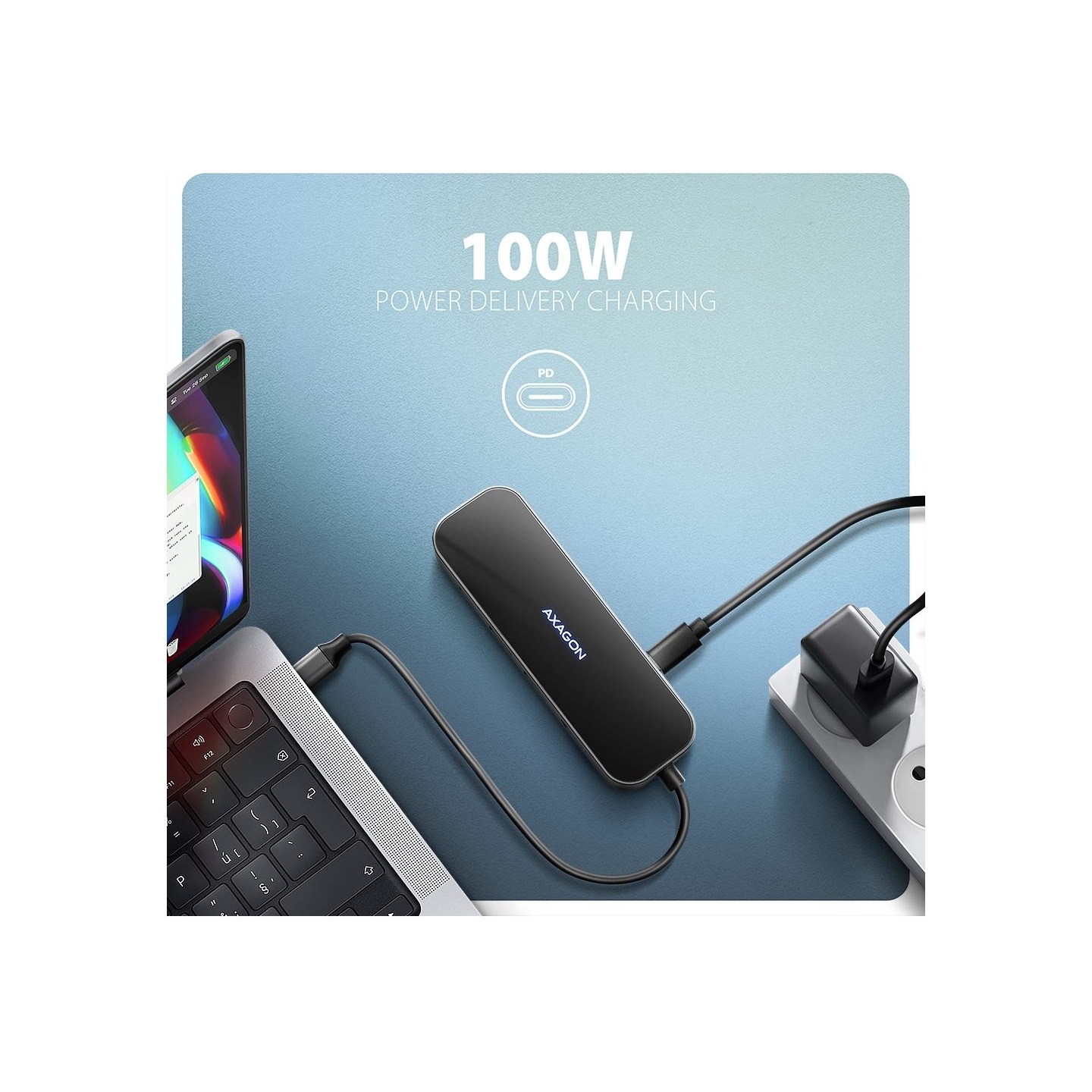 Axagon HMC-6GLN 2x USB-A 5Gbps, 1x USB-C 5Gbps, 4K/60Hz HDMI, RJ-45, USB 3.2 Gen 1 hub, PD 100W, 20cm USB-C cable