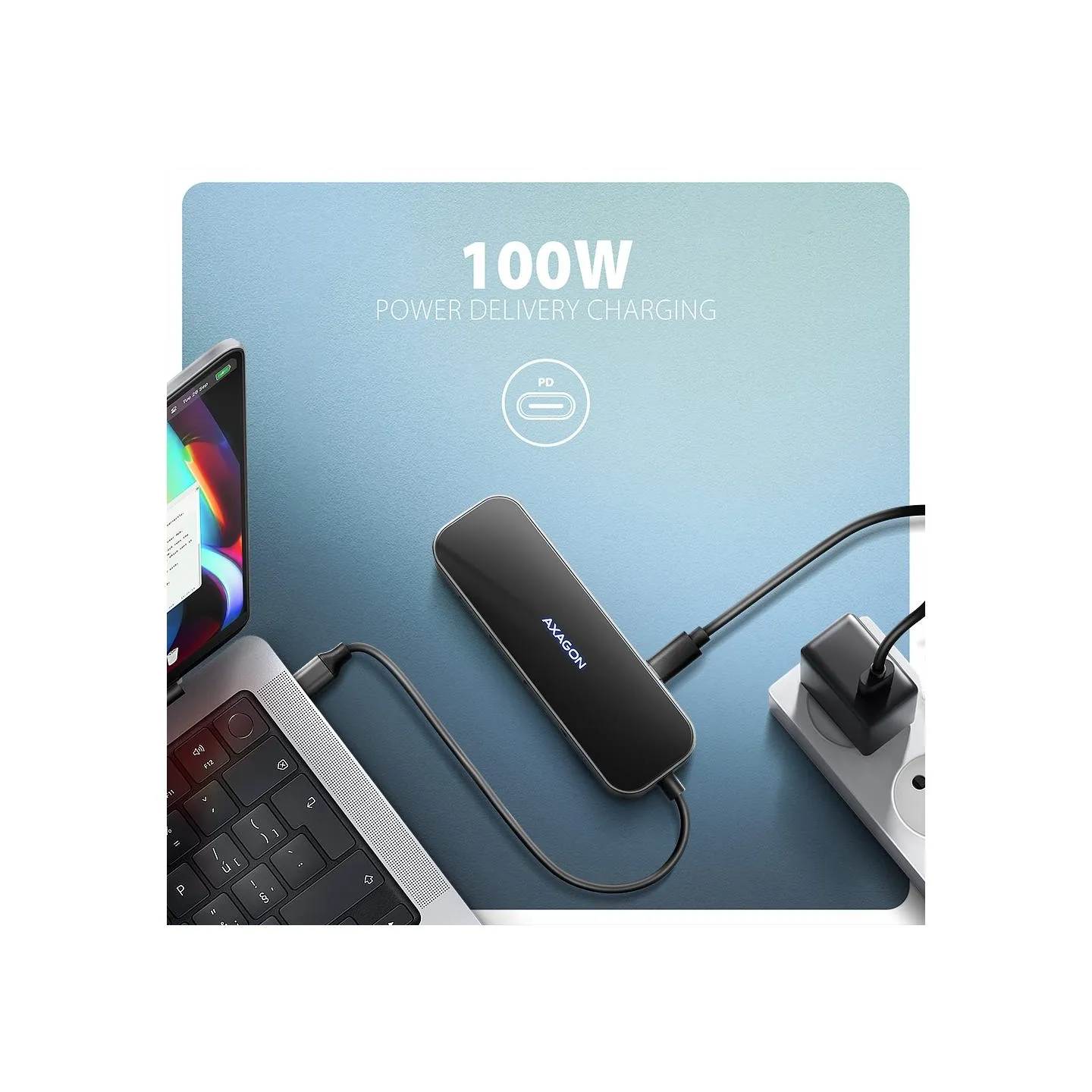 Axagon HMC-6GLN multiport hub USB-C LAN HDMI PD100W