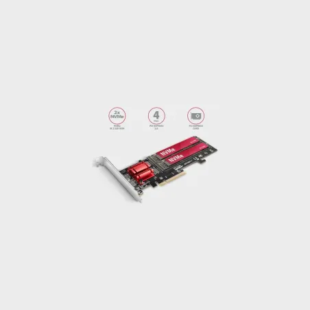 Axagon PCEM2-ND PCIE 2X NVME M.2 CONTROLLERPCI-Express x8 internal controller for connecting two NVMe M.2 SSD disks to a compute