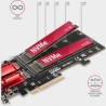 Axagon PCEM2-ND PCE-E 3.0 8x - dual M.2 NVMe M-key slot adapter w. dataswitch, SP & LP, up to 110mm SSD