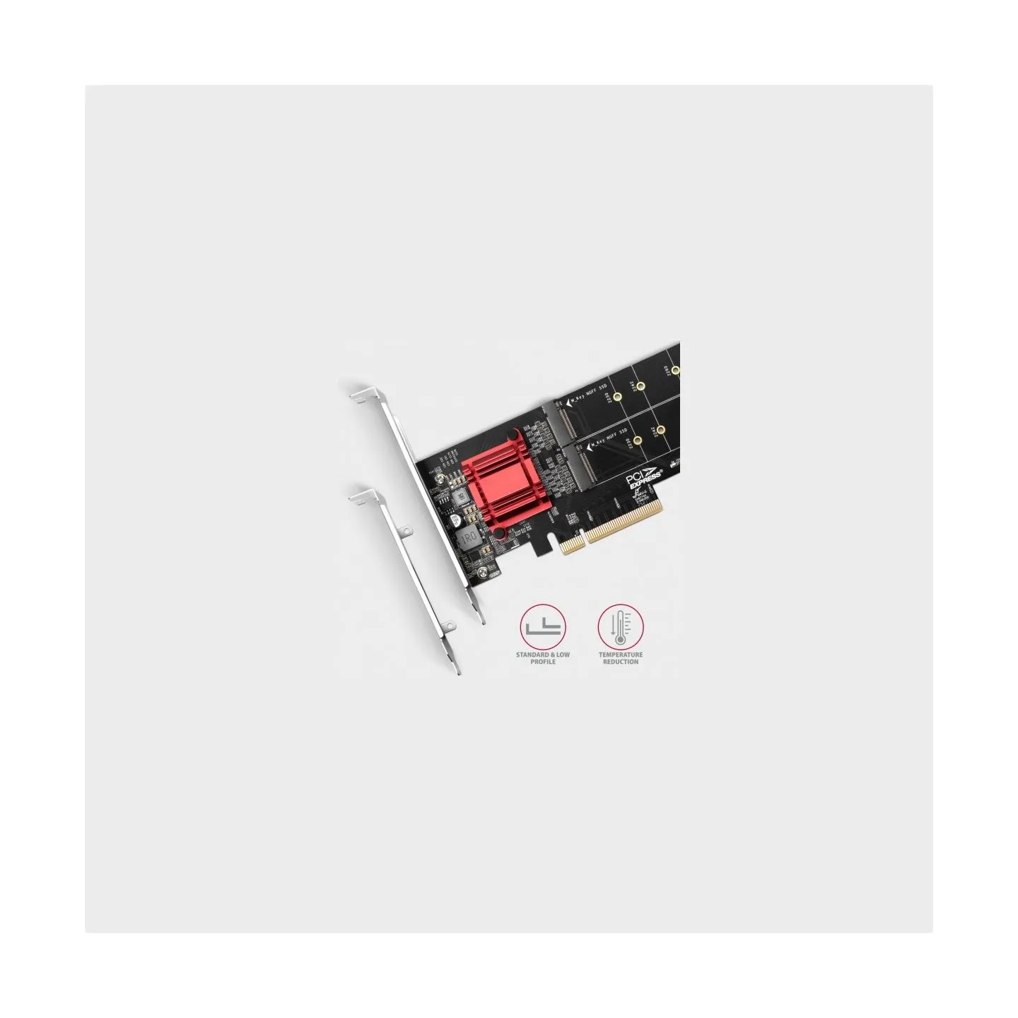 Axagon PCEM2-ND PCIE 2X NVME M.2 CONTROLLERPCI-Express x8 internal controller for connecting two NVMe M.2 SSD disks to a compute
