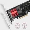 Axagon PCEM2-ND PCE-E 3.0 8x - dual M.2 NVMe M-key slot adapter w. dataswitch, SP & LP, up to 110mm SSD