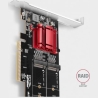 Axagon PCEM2-ND PCE-E 3.0 8x - dual M.2 NVMe M-key slot adapter w. dataswitch, SP & LP, up to 110mm SSD