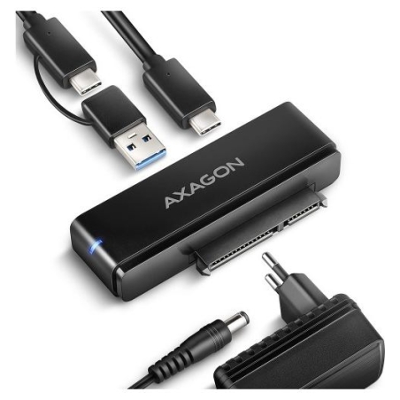 Axagon Adapter USB-C ADSA-FPX 10Gbps SATA 6G 2.5/3.5 inches SSD/HDD FASTPORT X, w tym zasilacz, 60cm USB-C/USB-A cable
