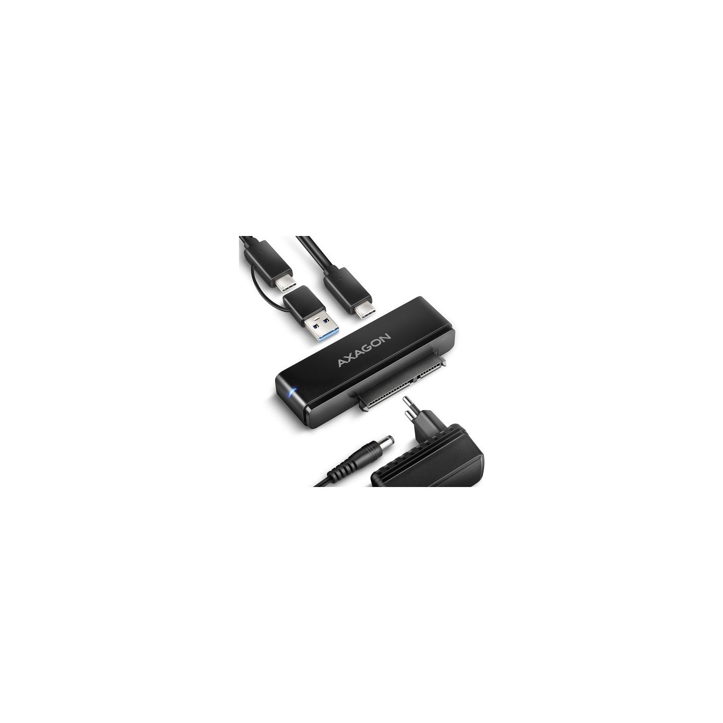 Axagon Adapter USB-C ADSA-FPX 10Gbps SATA 6G 2.5/3.5 inches SSD/HDD FASTPORT X, w tym zasilacz, 60cm USB-C/USB-A cable