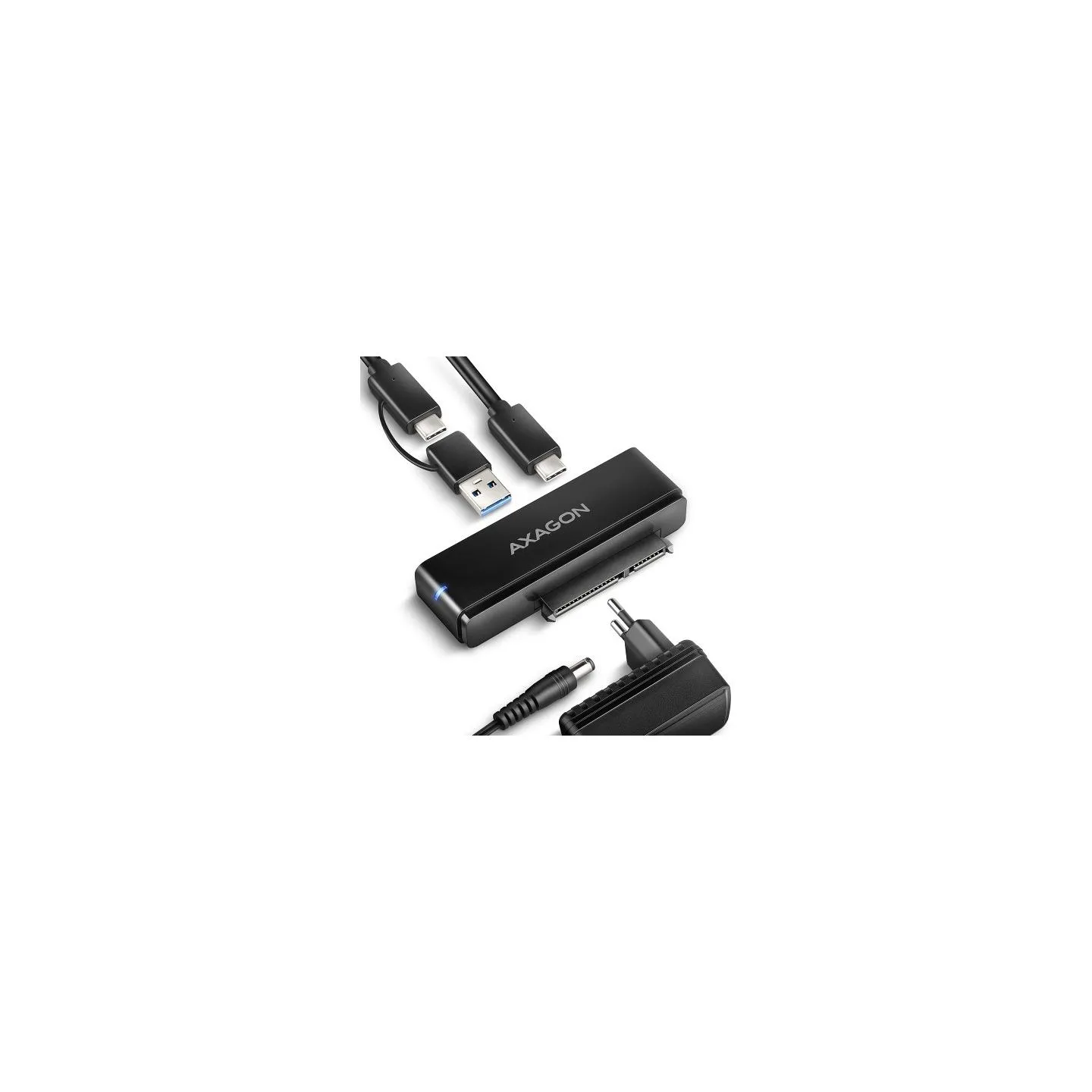 Axagon Adapter USB-C ADSA-FPX 10Gbps SATA 6G 2.5/3.5 inches SSD/HDD FASTPORT X, w tym zasilacz, 60cm USB-C/USB-A cable