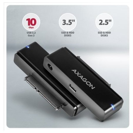 Axagon ADSA-FPX USB-C 10Gbps - SATA 6G 2.5"/3.5" SSD/HDD FAST PORT X adapter incl. AC, adapter USB-C - USB-A