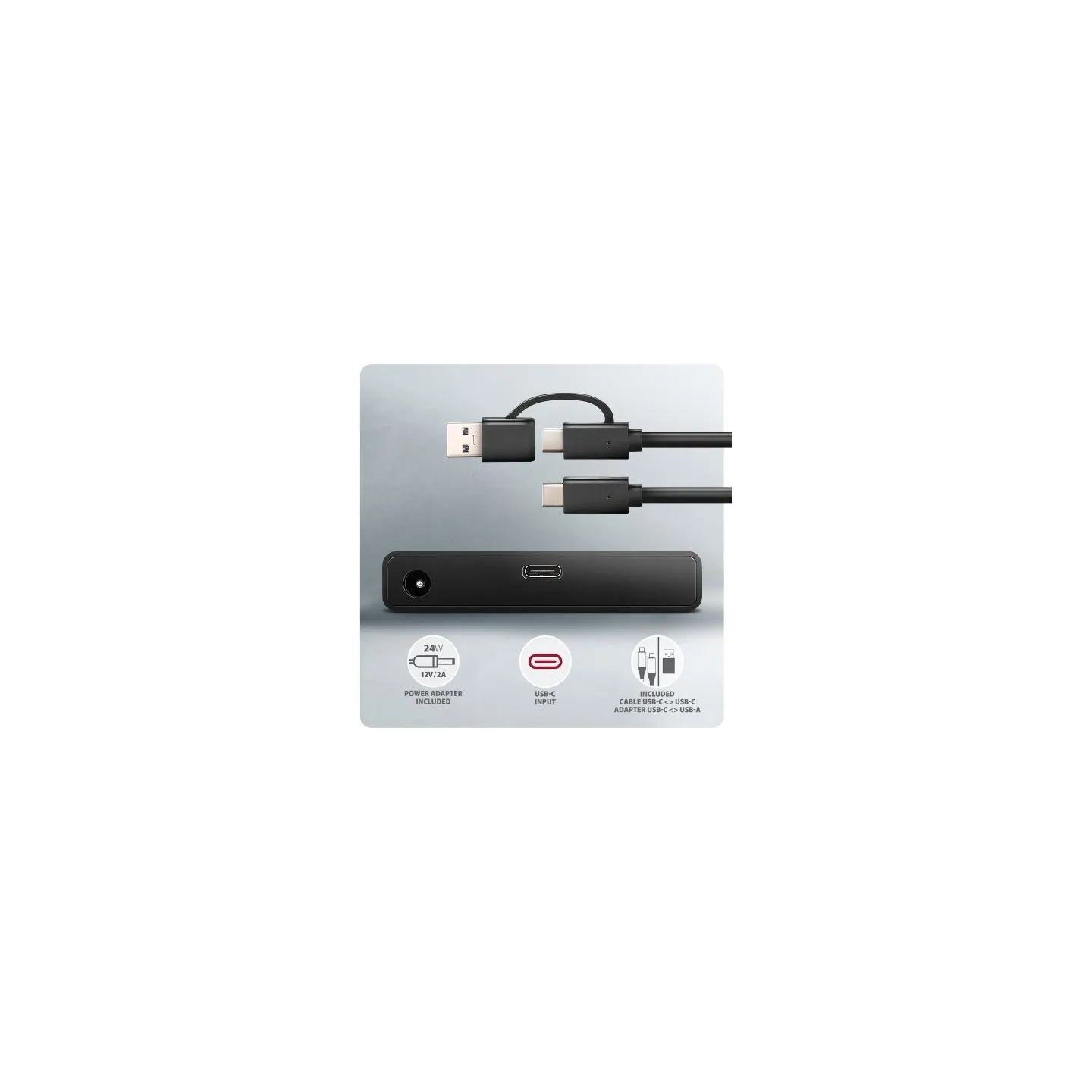 Axagon ADSA-FPX USB-C 10Gbps - SATA 6G 2.5"/3.5" SSD/HDD FAST PORT X adapter incl. AC, adapter USB-C - USB-A