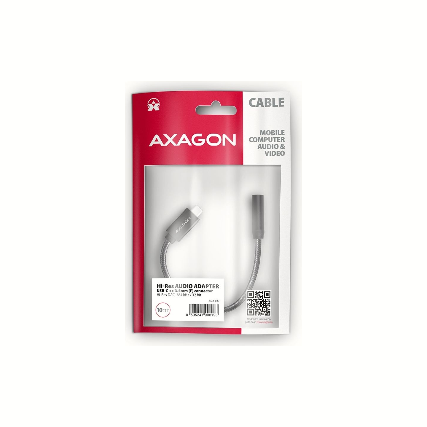 Axagon ADA-HC USB-C - 3.5mm (F) connector, Hi-Res DAC, Audio Adapter 32bit 384kHz