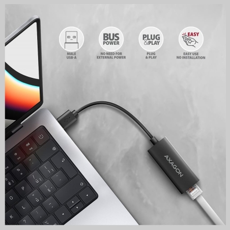Axagon ADE-AR USB-A 3.2 Gen 1 - Gigabit Ethernet adapter, Realtek 8153, auto inst