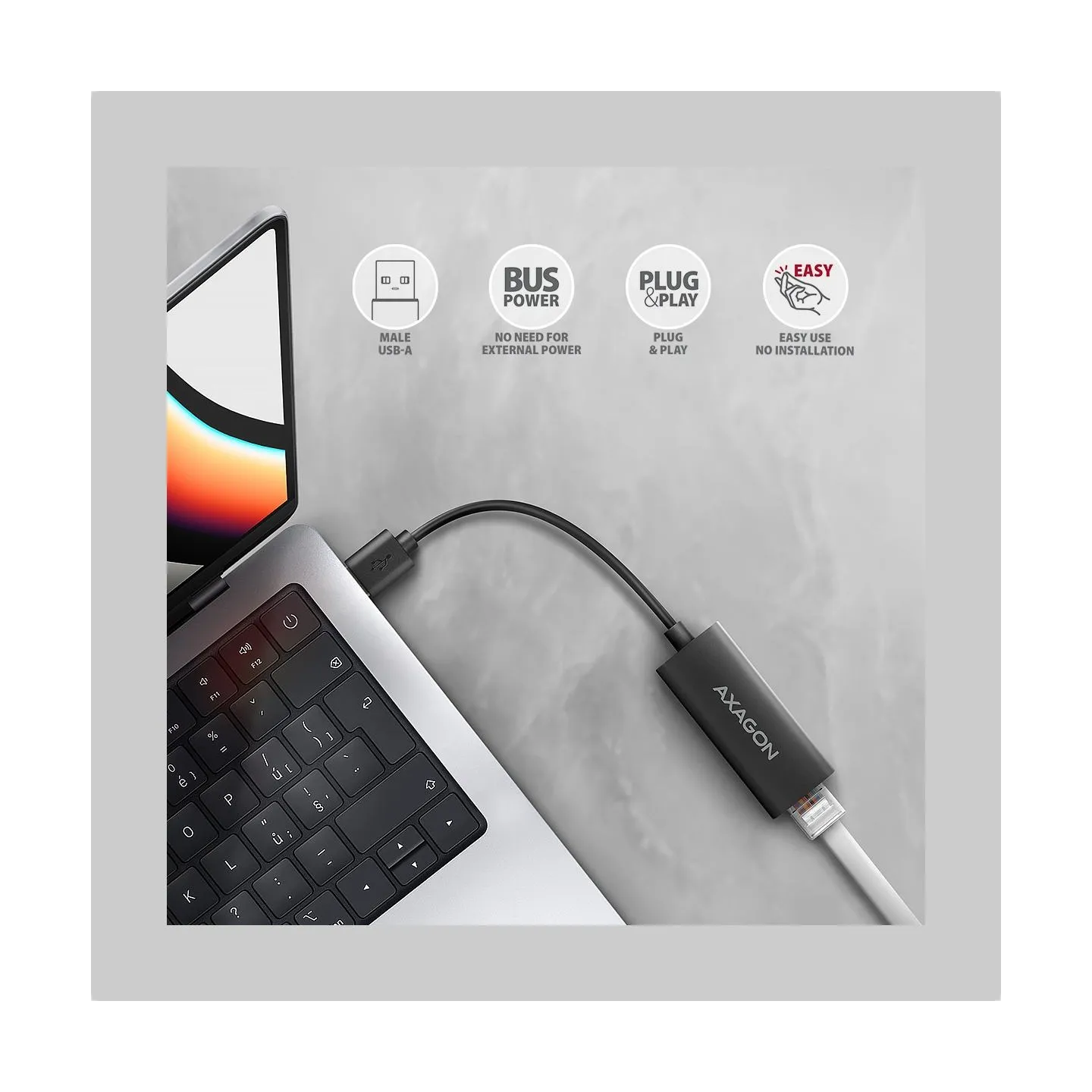 Axagon ADE-AR USB-A 3.2 Gen 1 - Gigabit Ethernet adapter, Realtek 8153, auto inst