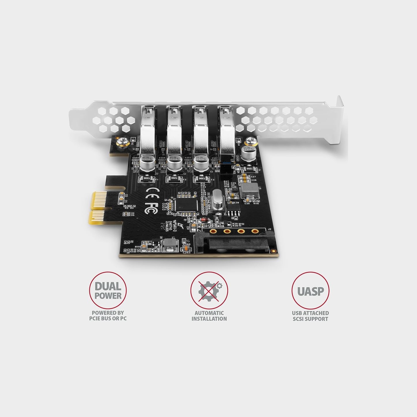 Axagon PCEU-43RS PCIe A dapter 4x USB3.0 UASP V