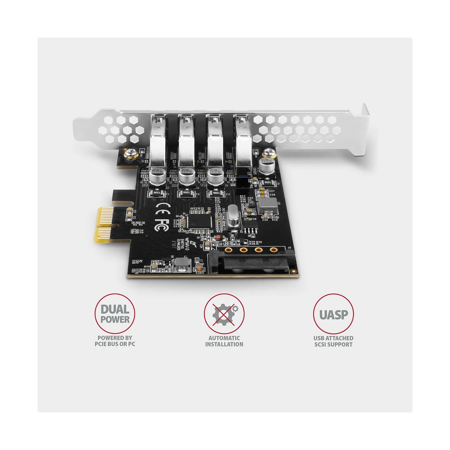 Axagon PCEU-43RS PCIe A dapter 4x USB3.0 UASP V