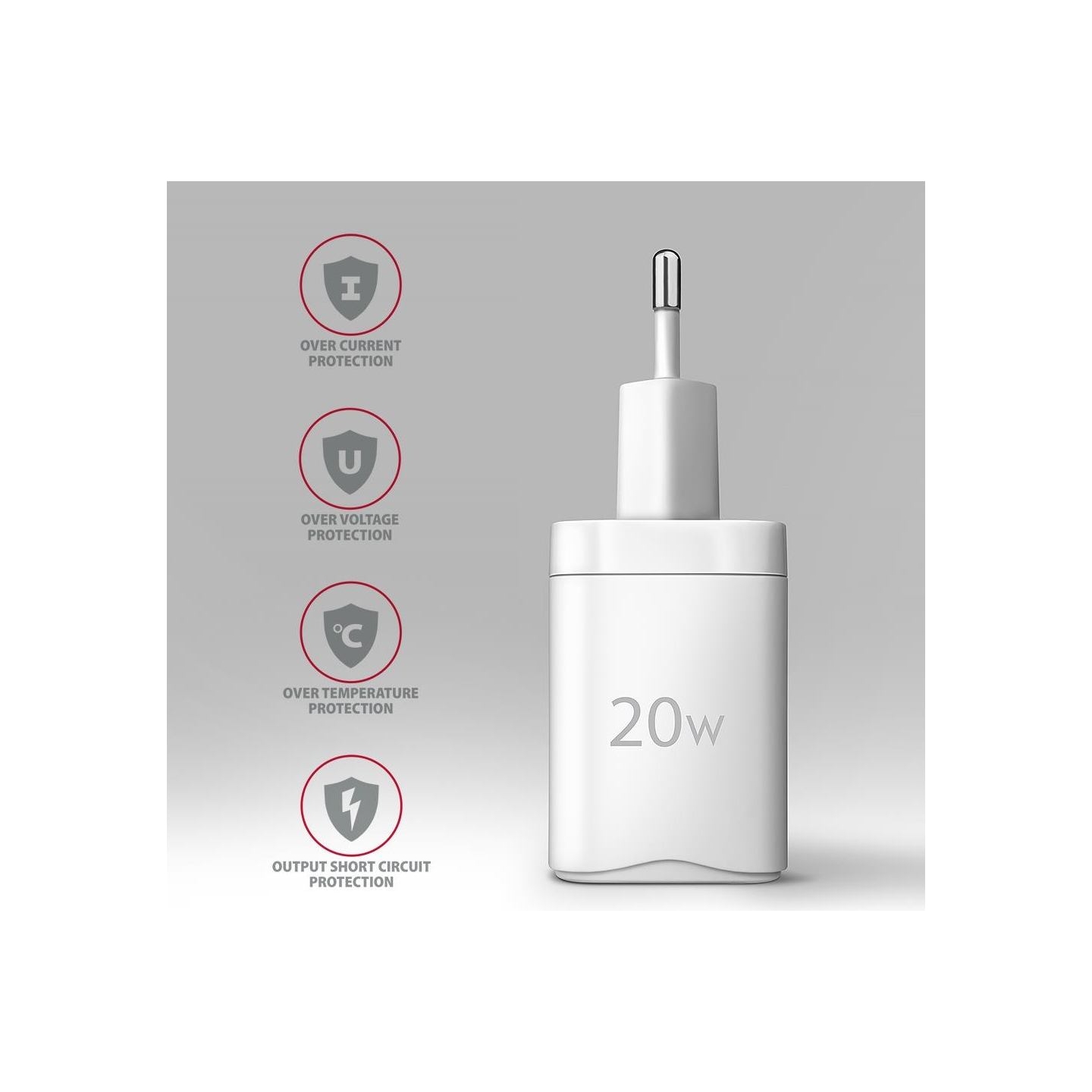 Axagon ACU-PD20W wall charger 1x QC3.0/AFC/FCP/PD type-C, 20W, white