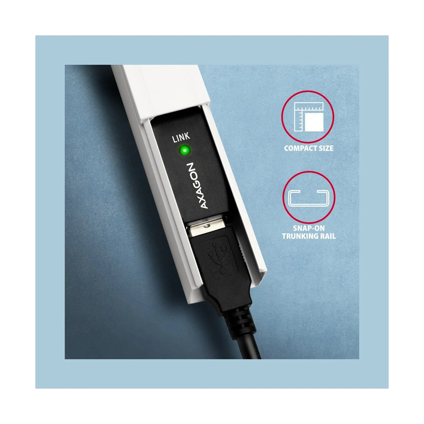 Axagon Aragon ADR-210B Active connection USB 2.0 A-M > B-M cable, 10 m long. Power supply option.
