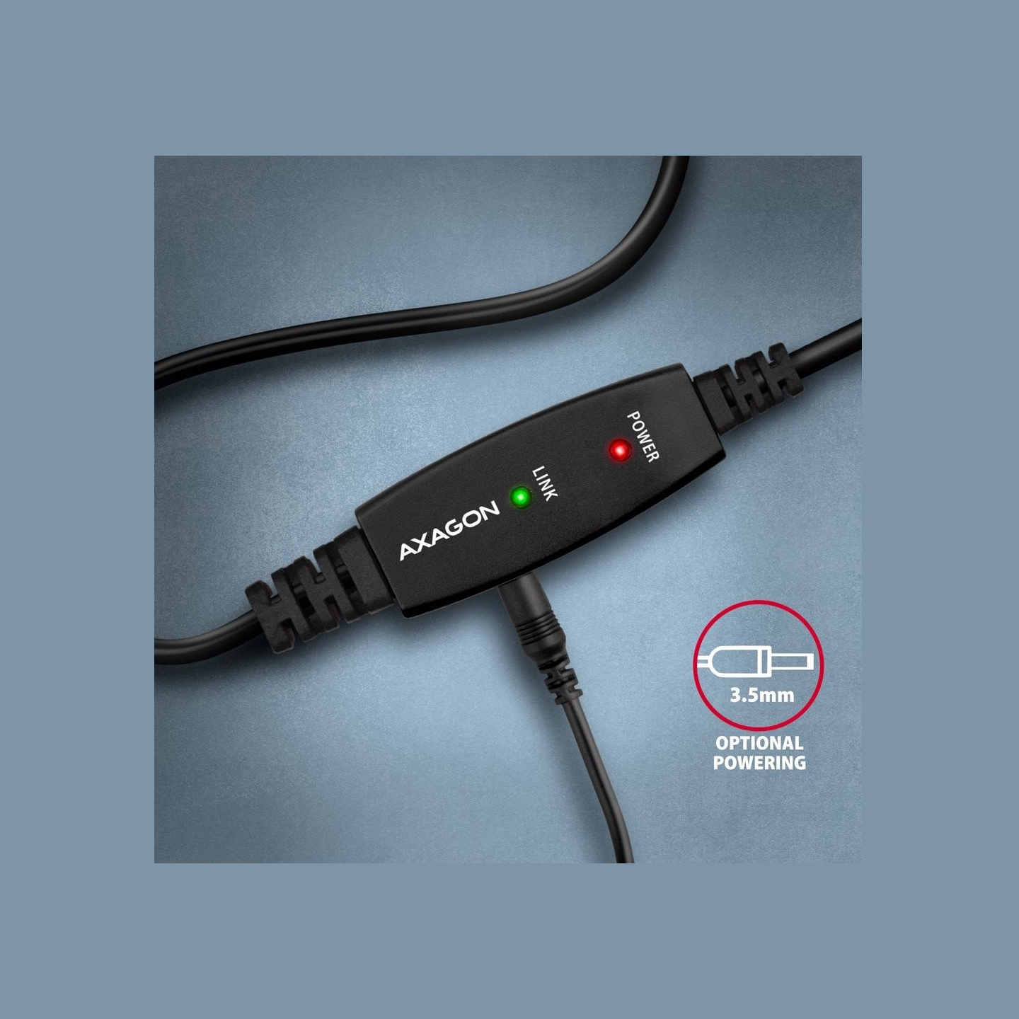Axagon Aragon ADR-210B Active connection USB 2.0 A-M > B-M cable, 10 m long. Power supply option.
