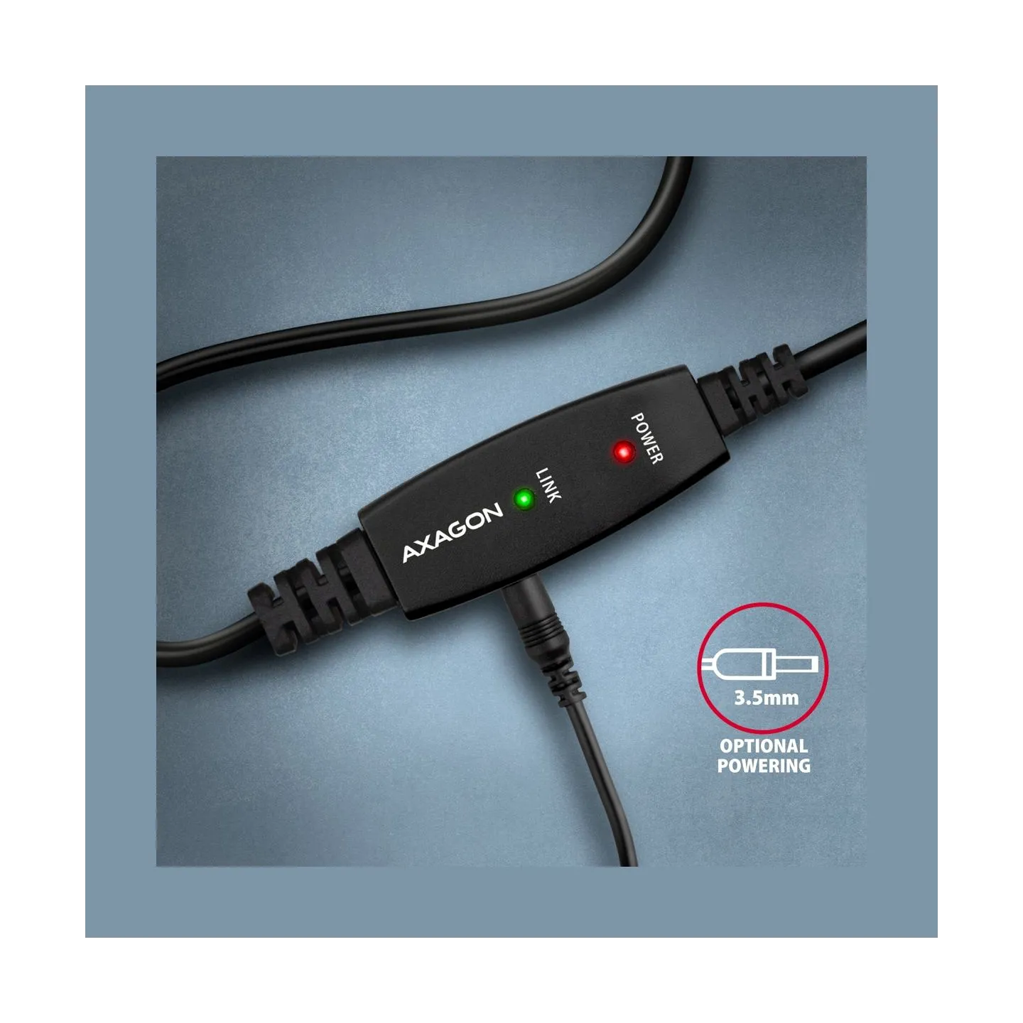 Axagon Aragon ADR-210B Active connection USB 2.0 A-M > B-M cable, 10 m long. Power supply option.