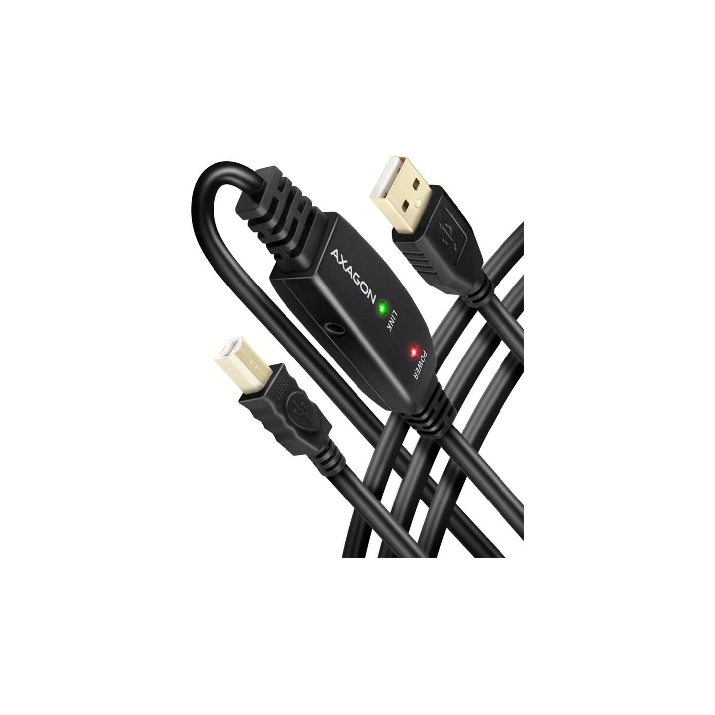 Axagon Aragon ADR-210B Active connection USB 2.0 A-M > B-M cable, 10 m long. Power supply option.