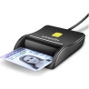 Axagon Compact desktop USB contact Smart / ID card reader with long, USB-A cable.