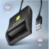 Axagon Compact desktop USB contact Smart / ID card reader with long, USB-A cable.