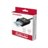 Axagon Compact desktop USB contact Smart / ID card reader with long, USB-A cable.