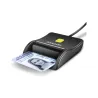 Axagon Compact desktop USB contact Smart / ID card reader with long, USB-A cable.