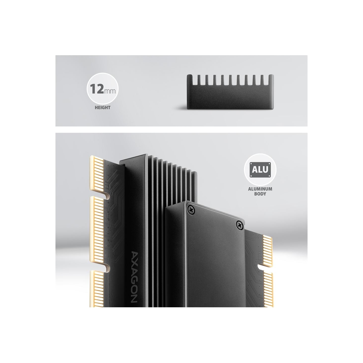 Axagon PCEM2-XS PCI-E 3.0 16x - M.2 SSD NVMe, up to 80mm SSD, low profile, heatsink