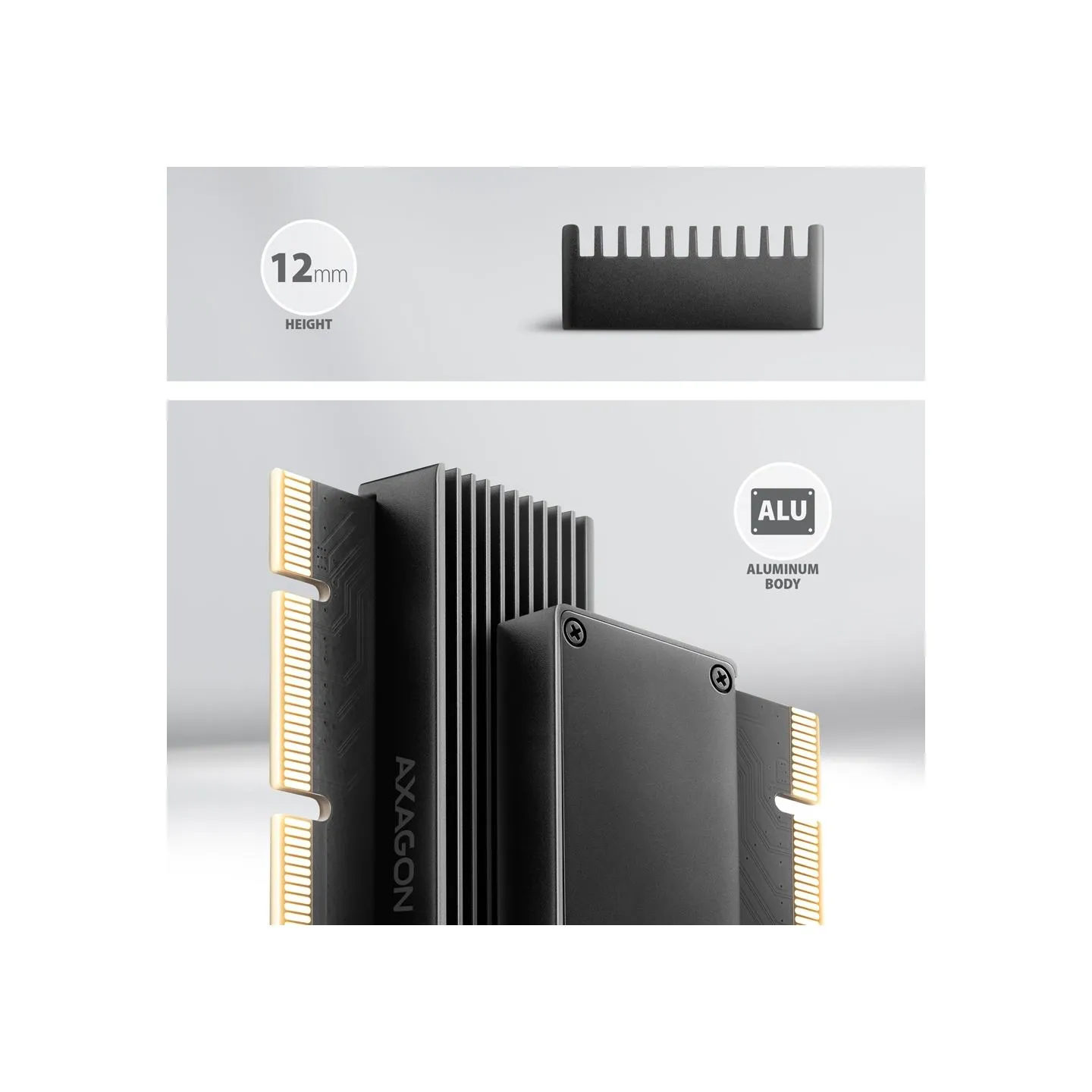 Axagon PCEM2-XS PCI-E 3.0 16x - M.2 SSD NVMe, up to 80mm SSD, low profile, heatsink