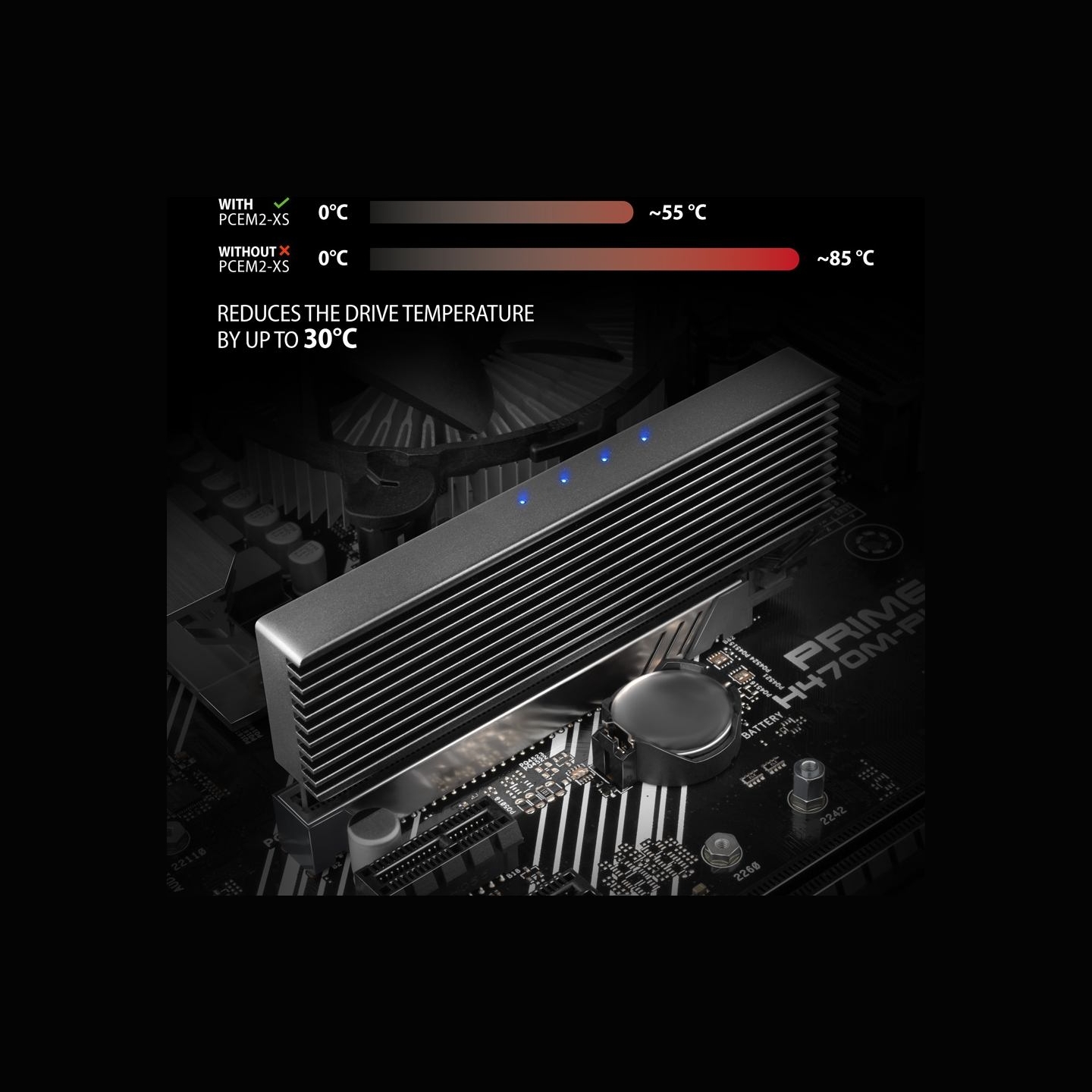 Axagon PCEM2-XS PCI-E 3.0 16x - M.2 SSD NVMe, up to 80mm SSD, low profile, heatsink