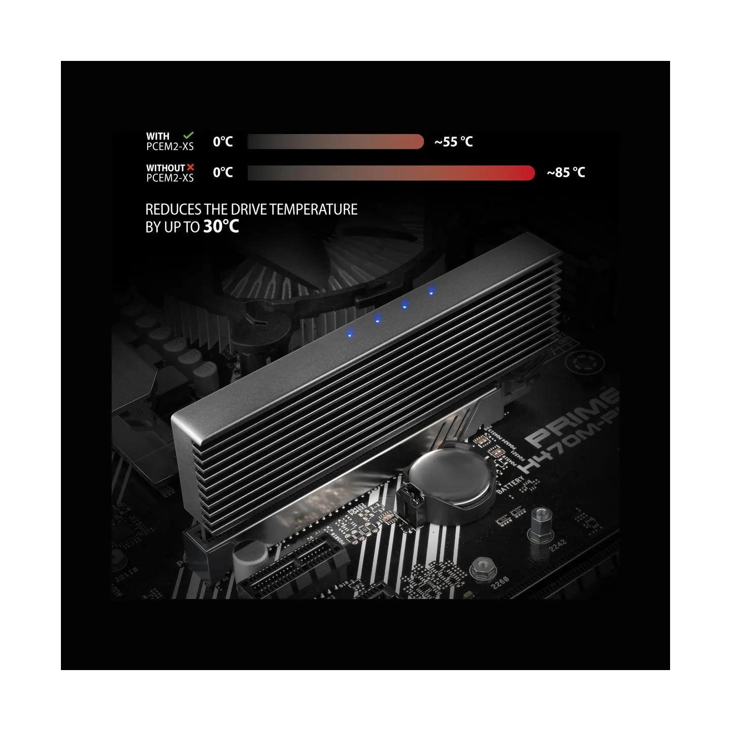 Axagon PCEM2-XS PCI-E 3.0 16x - M.2 SSD NVMe, up to 80mm SSD, low profile, heatsink