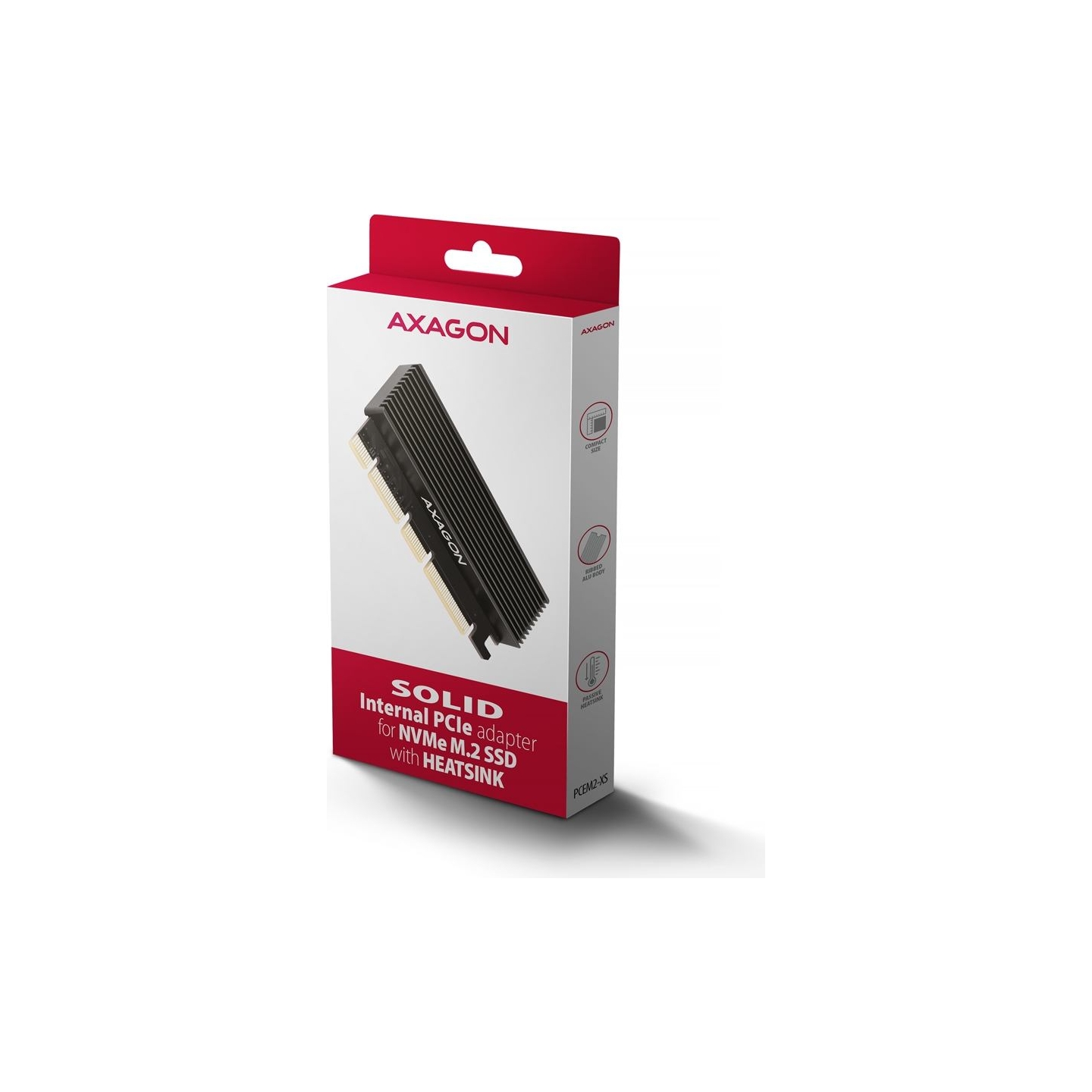 Axagon PCEM2-XS PCI-E 3.0 16x - M.2 SSD NVMe, up to 80mm SSD, low profile, heatsink