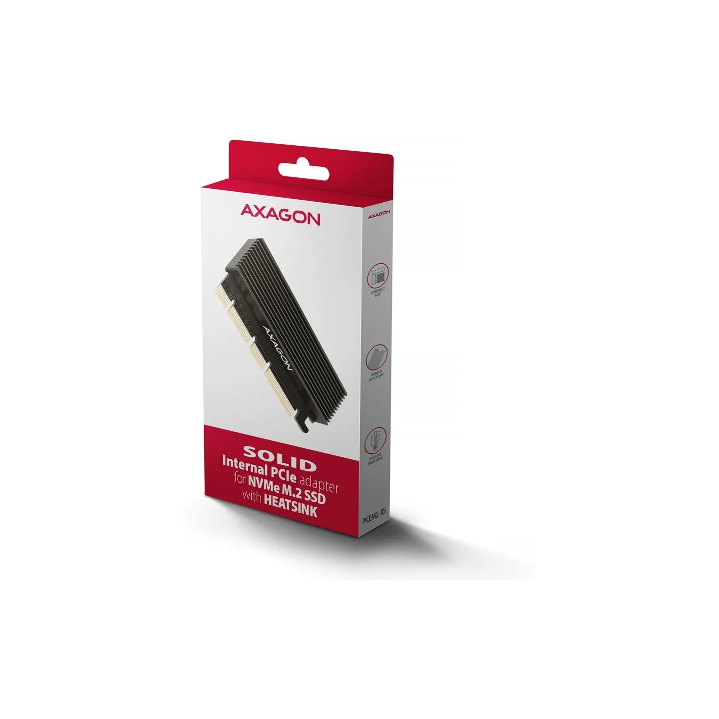 Axagon PCEM2-XS PCI-E 3.0 16x - M.2 SSD NVMe, up to 80mm SSD, low profile, heatsink