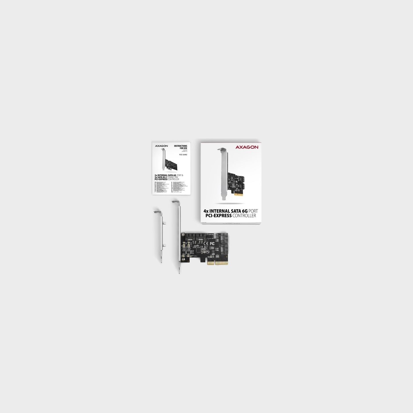 Axagon Four-channel SATA III PCI-Express controller with four internal SATA ports. Standard & Low profile.