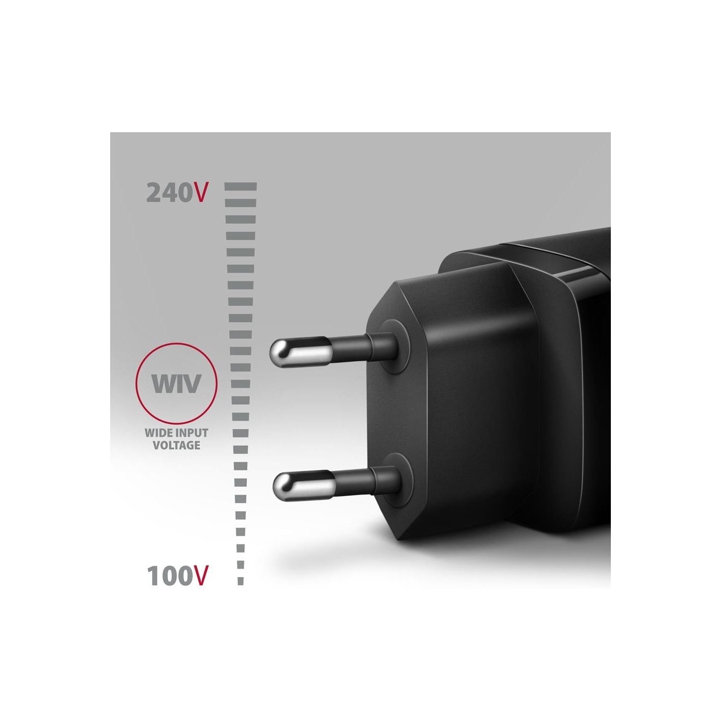 Axagon Sil wallcharger 2x port (USB-A + USB-C), PD3.0/QC4+/PPS/AFC/Apple. 30W total power.
