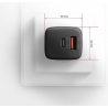 Axagon Sil wallcharger 2x port (USB-A + USB-C), PD3.0/QC4+/PPS/AFC/Apple. 30W total power.