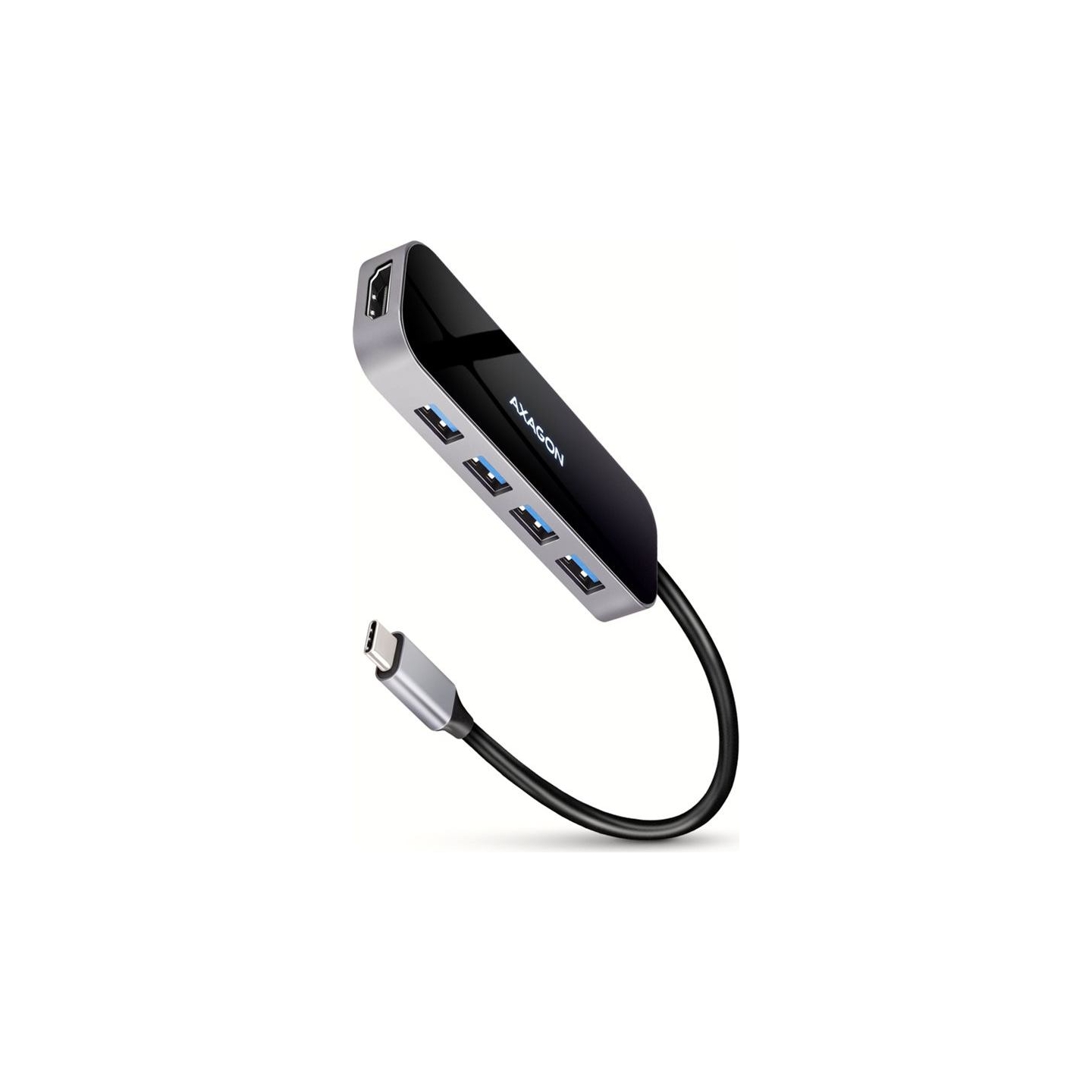 Axagon Multi port USB 3.2 Gen 1 hub. HDMI, four USB-A outputs and Power Delivery. Kabel USB-C 20cm.