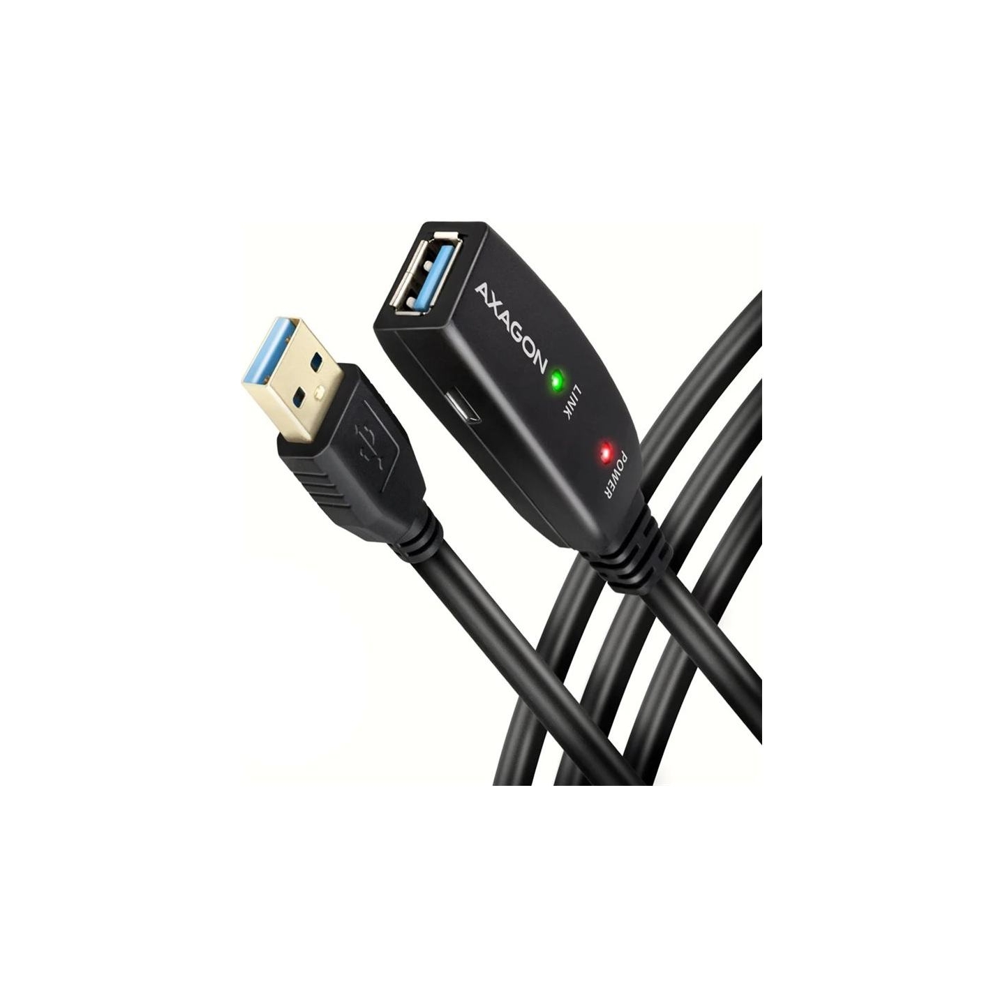 Axagon Active extension USB 3.2 Gen 1 A-M > A-F cable, 10 m long. Power supply option.